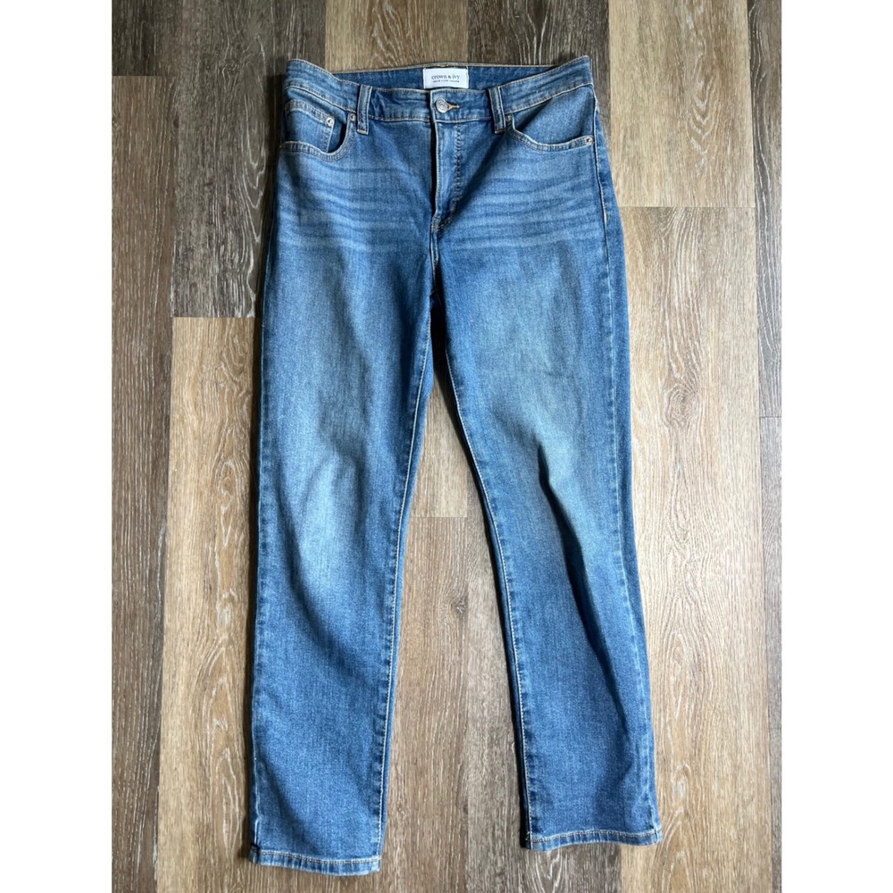 Crown & Ivy High Rise Vintage Straight Jeans Womens 4‎ Blue Excellent Stretch